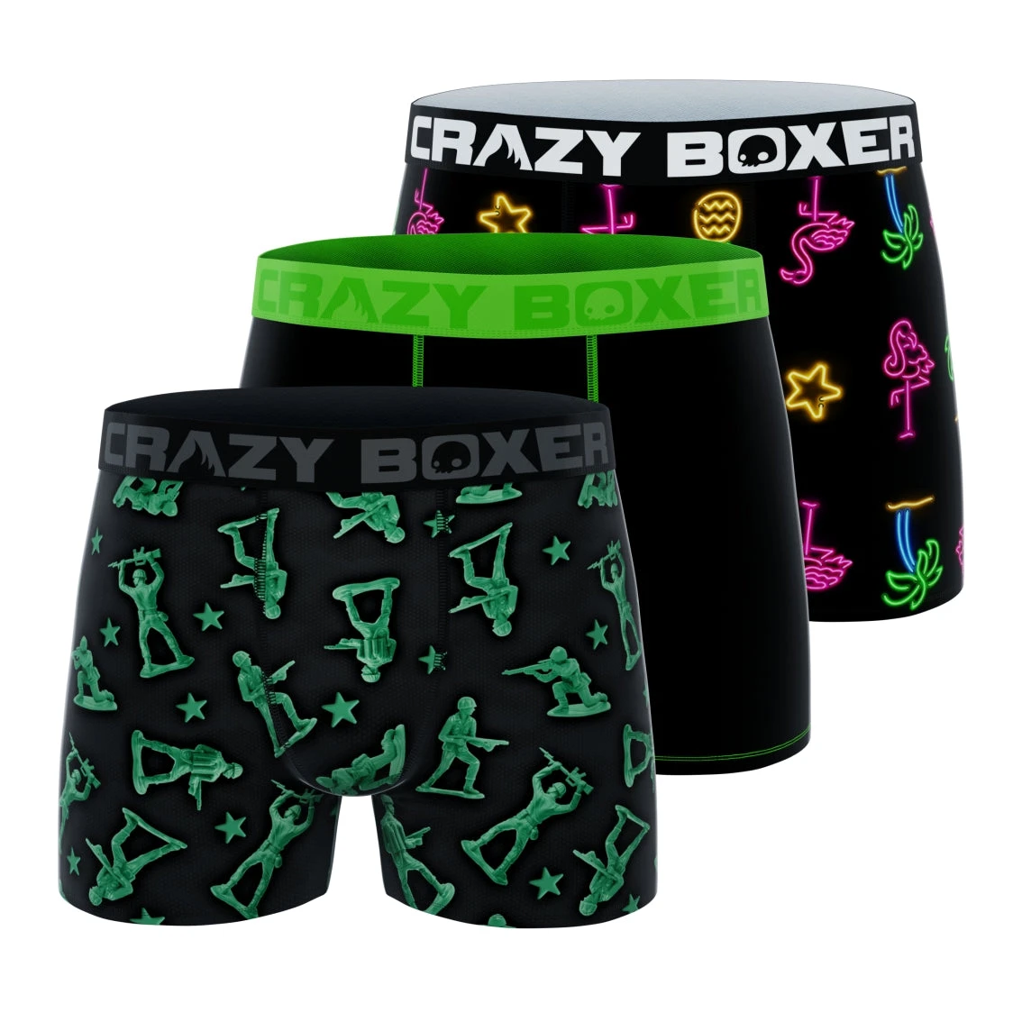 CRAZYBOXER All Star Neon Army Men's Boxer Briefs (3 Pack) 1 CRAZYBOXER All Star Neon Army Men's Boxer Briefs (3 Pack)