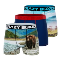 CRAZYBOXER Outdoor Lion Bear Men's Boxer Briefs (3 Pack)