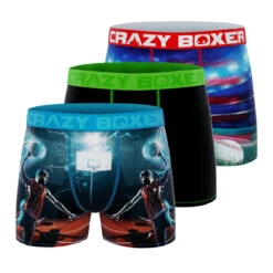 CRAZYBOXER All Star Baseball Basketball Men's Boxer Briefs (3 Pack)