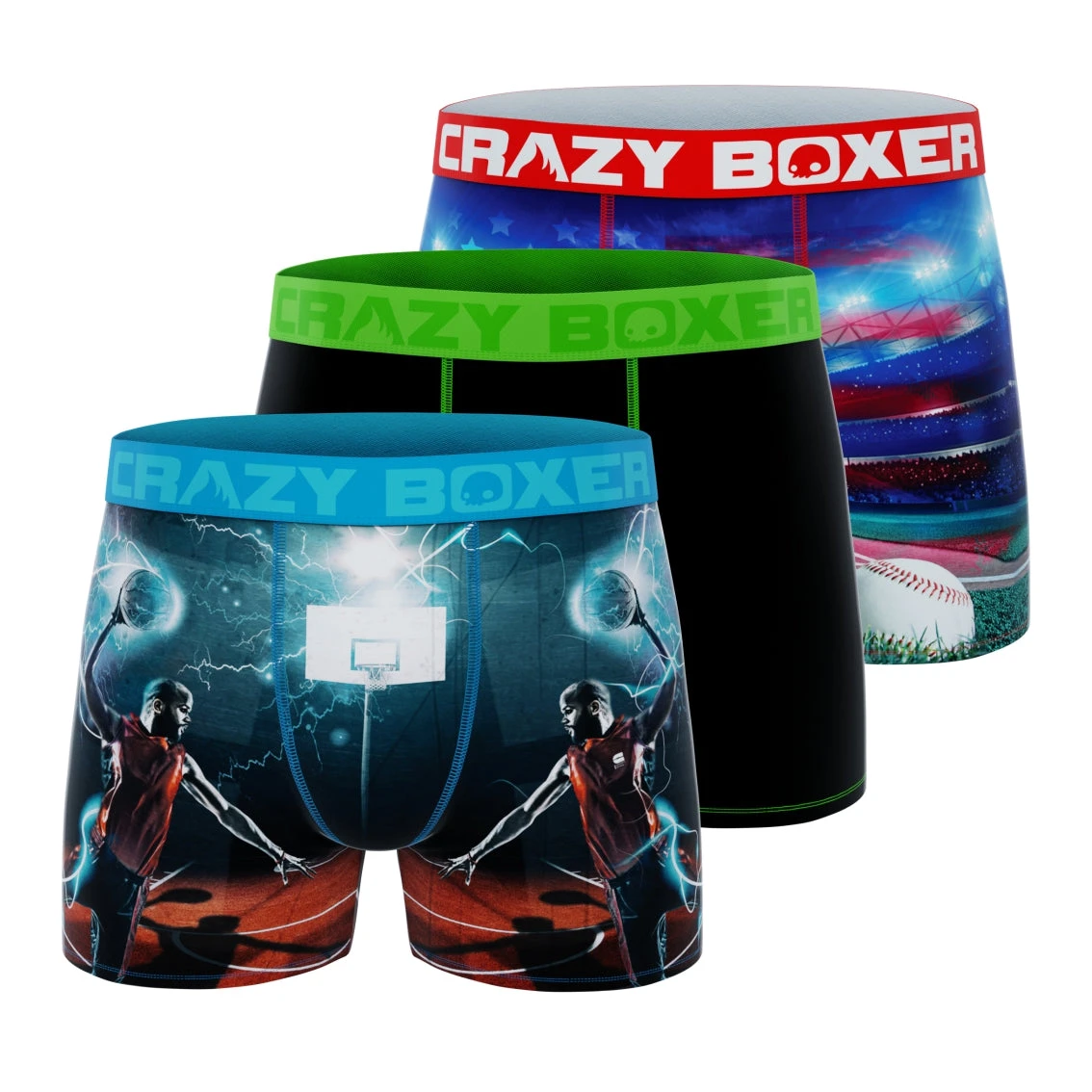 CRAZYBOXER All Star Baseball Basketball Men's Boxer Briefs (3 Pack) 1 CRAZYBOXER All Star Baseball Basketball Men's Boxer Briefs (3 Pack)