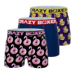 CRAZYBOXER Tropical Duck Donuts Men's Boxer Briefs (3 Pack)
