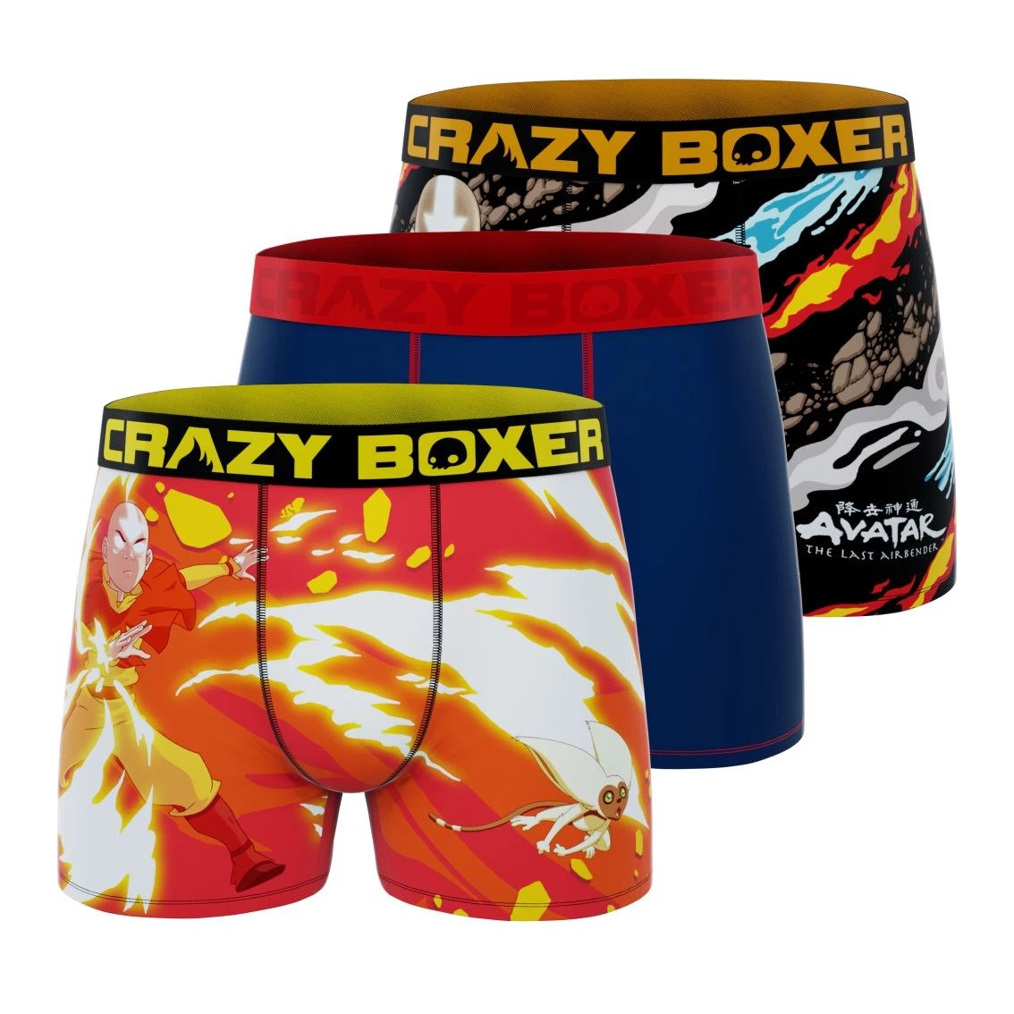 CRAZYBOXER Avatar Elements + Navy Men's Boxer Briefs (3 Pack) 1 CRAZYBOXER Avatar Elements + Navy Men's Boxer Briefs (3 Pack)