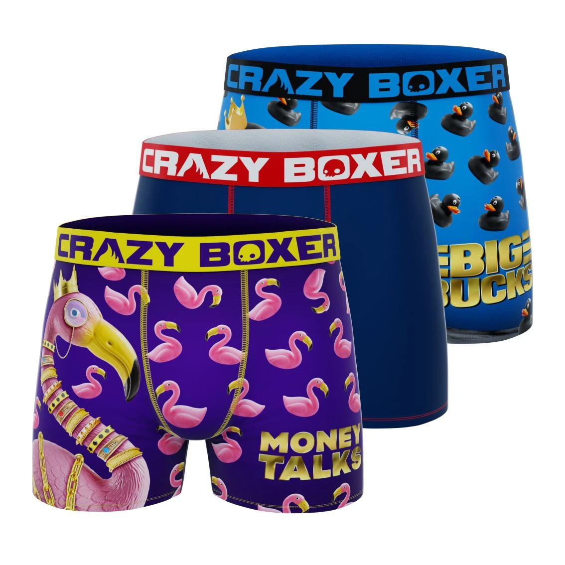 CRAZYBOXER Duck Flamingo Men's Boxer Briefs (3 Pack) 1 CRAZYBOXER Duck Flamingo Men's Boxer Briefs (3 Pack)