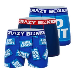 CRAZYBOXER Bud Light Can Logo Men's Boxer Briefs (3 Pack)