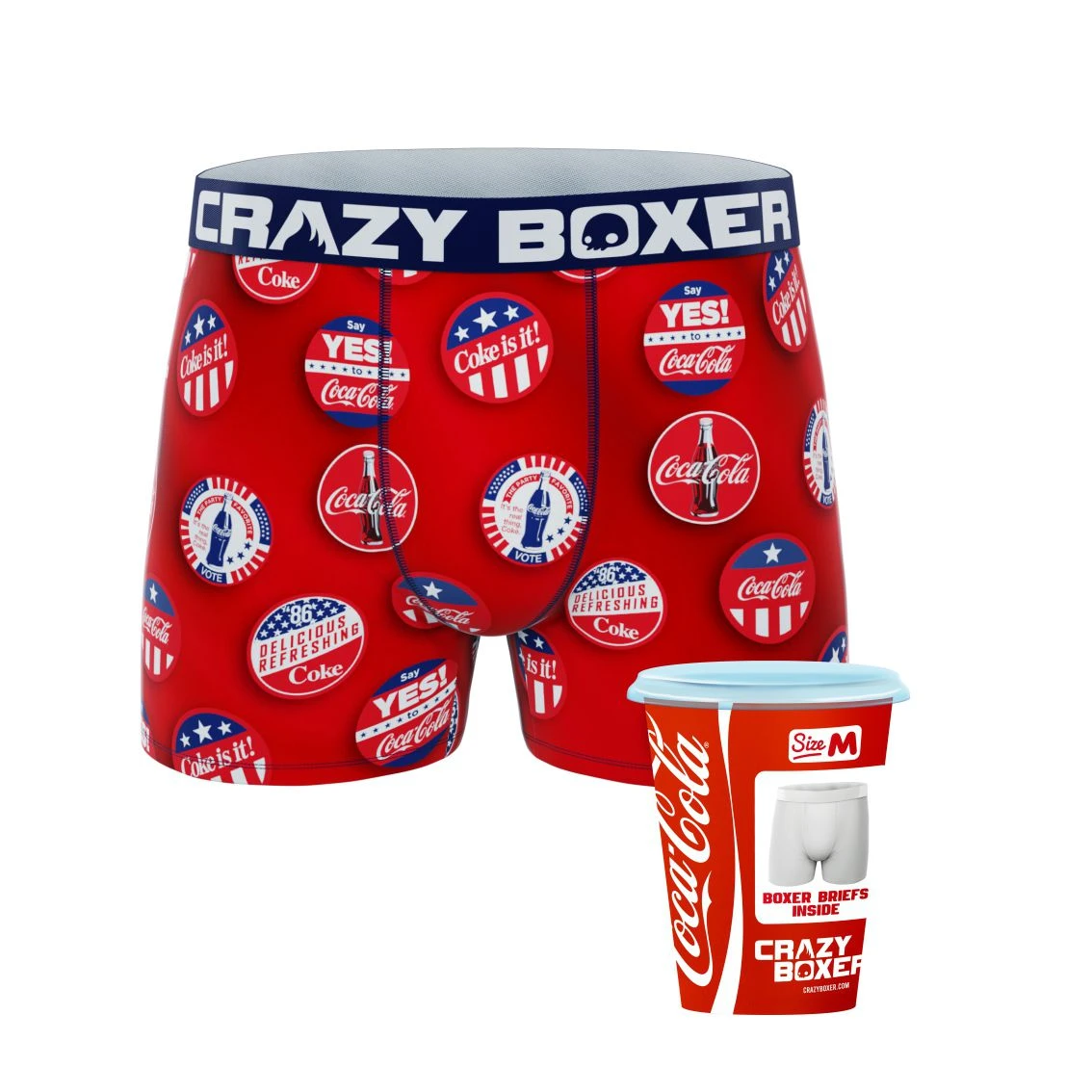 CRAZYBOXER Coca Cola Badges Men's Boxer Briefs (Creative Packaging) 1 CRAZYBOXER Coca Cola Badges Men's Boxer Briefs (Creative Packaging)