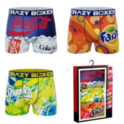 CRAZYBOXER Coca-Cola Soft Drinks Men's Boxer Briefs 3 Pack (Creative Packaging)
