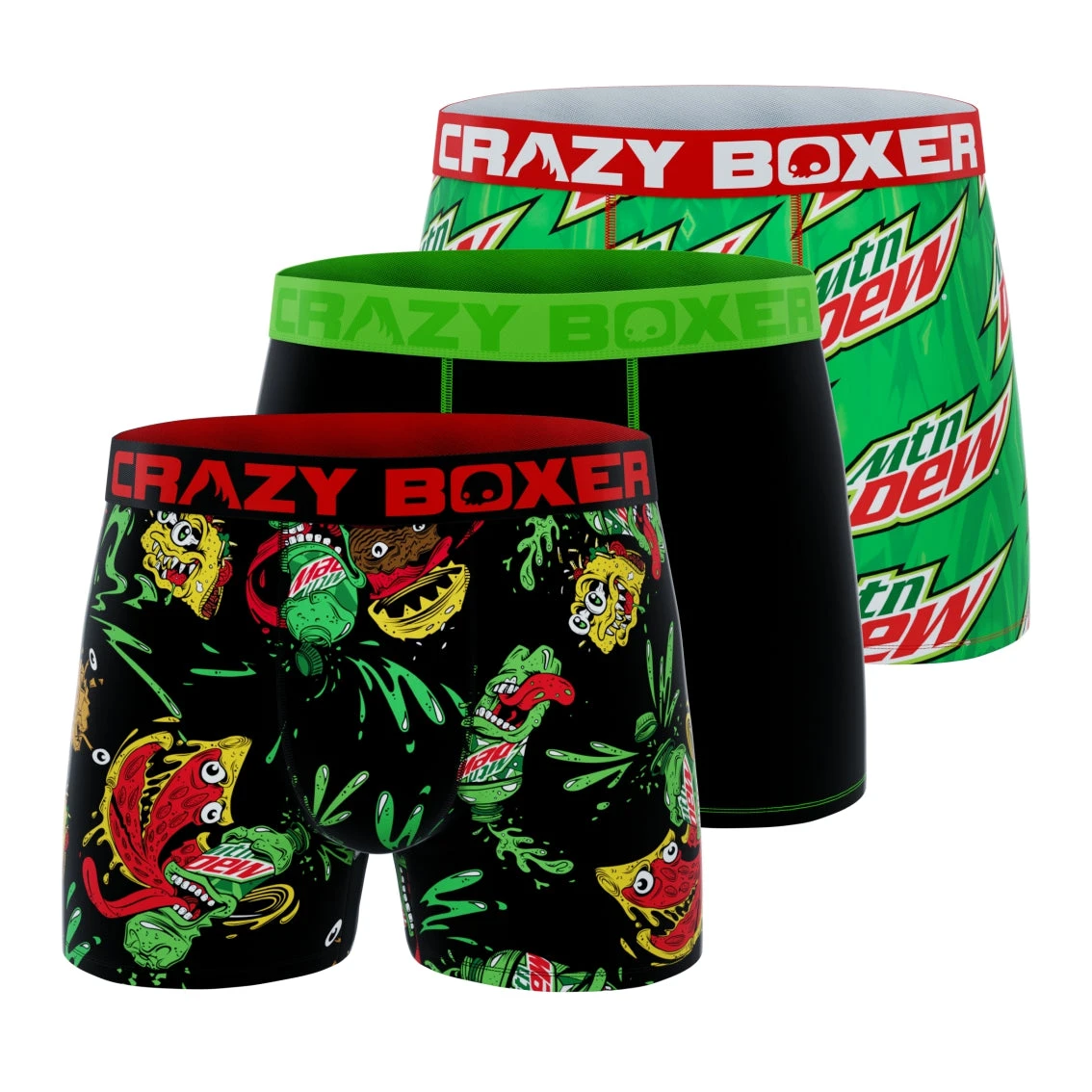 CRAZYBOXER Mountain Dew Monsters Men's Boxer Briefs (3 Pack) 1 CRAZYBOXER Mountain Dew Monsters Men's Boxer Briefs (3 Pack)
