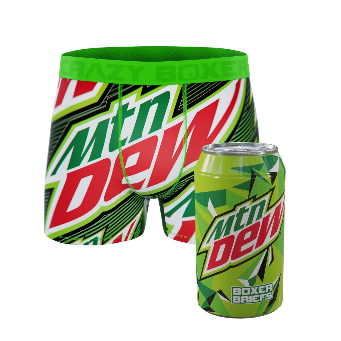 CRAZYBOXER Mountain Dew Logo Men's Boxer Briefs (Creative Packaging) 1 CRAZYBOXER Mountain Dew Logo Men's Boxer Briefs (Creative Packaging)