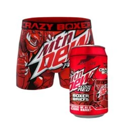 CRAZYBOXER Mountain Dew Code Red Men's Boxer Briefs (Creative Packaging)