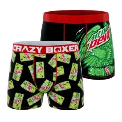 CRAZYBOXER Mountain Dew Logo Men's Boxer Briefs (2 Pack)