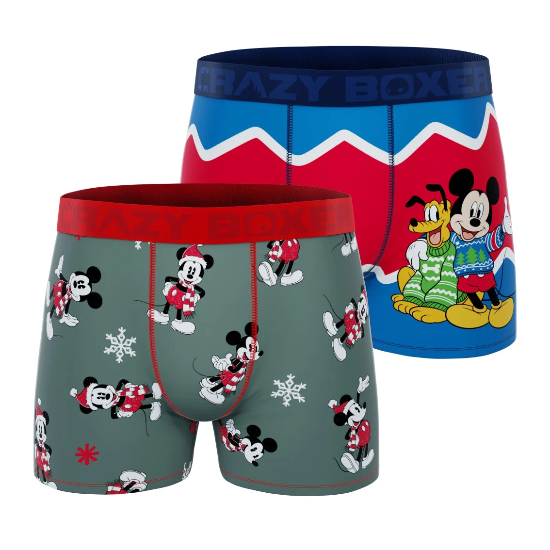 CRAZYBOXER Disney Mickey And Pluto Holidays Men's Boxer Briefs (2 Pack) 1 CRAZYBOXER Disney Mickey And Pluto Holidays Men's Boxer Briefs (2 Pack)