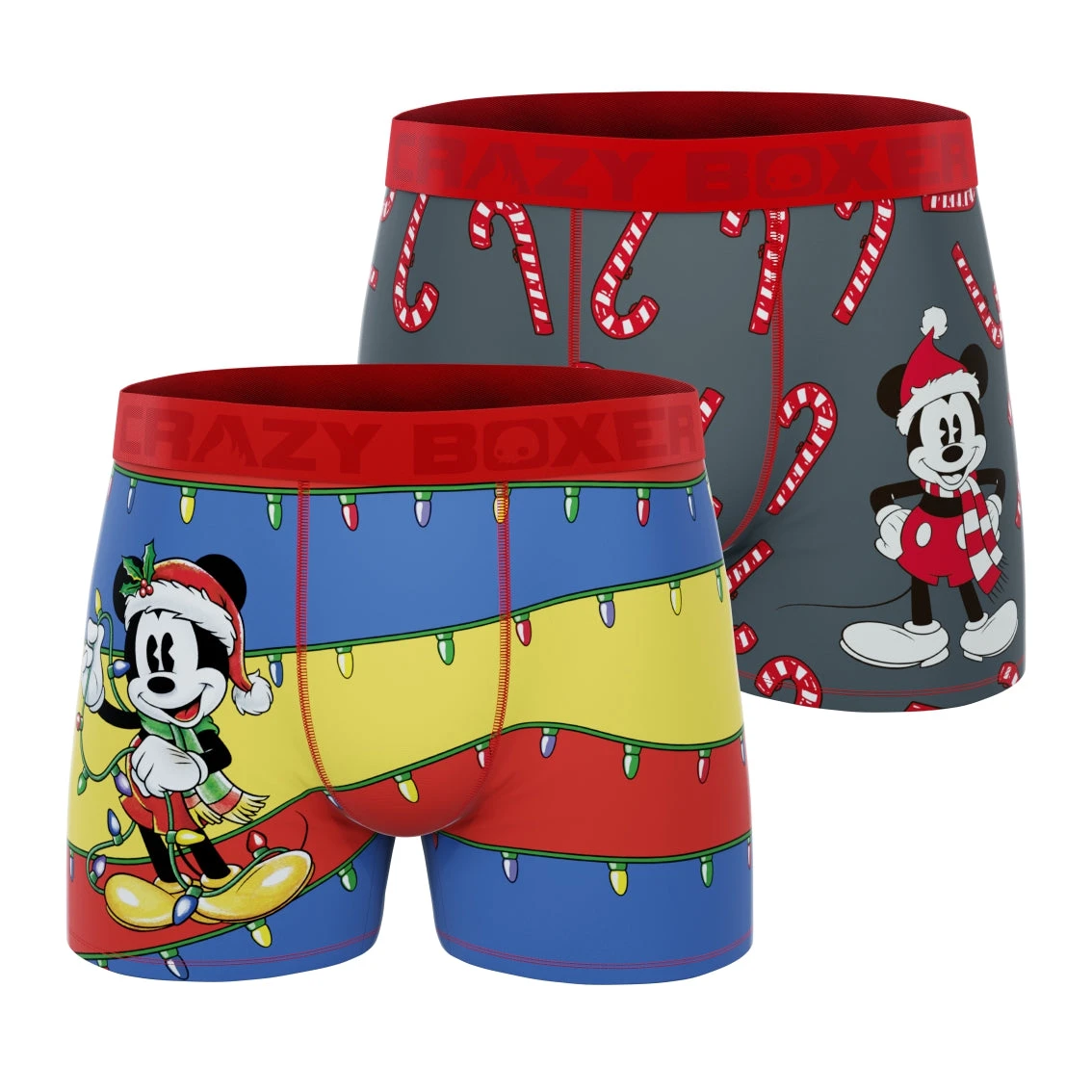 CRAZYBOXER Disney Mickey Xmas Cane Men's Boxer Briefs (2 Pack) 1 CRAZYBOXER Disney Mickey Xmas Cane Men's Boxer Briefs (2 Pack)