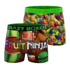 CRAZYBOXER Fruit Ninja Fruits Men's Boxer Briefs (2-Pack)
