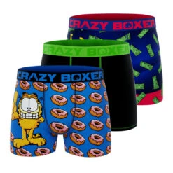 CRAZYBOXER Garfield Money And Donuts Men's Boxer Briefs (3 Pack)