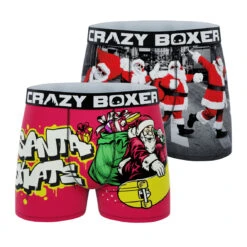 CRAZYBOXER Holidays Santa Men's Boxer Briefs (2 Pack)