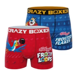 CRAZYBOXER Kellogg's Frosted Flakes And Froot Loops Men's Boxer Briefs (2 Pack)