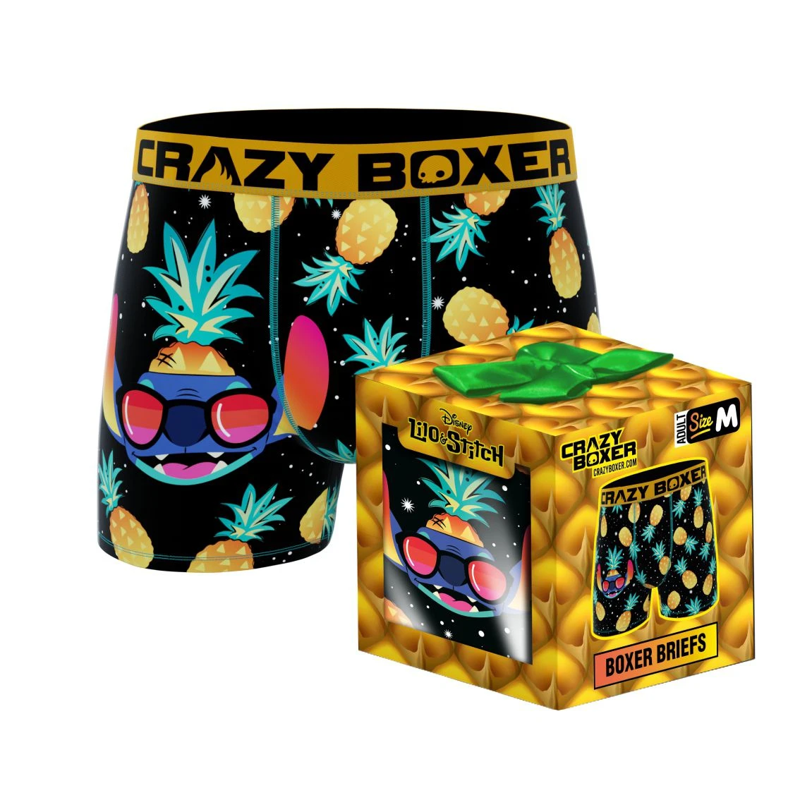 CRAZYBOXER Disney Lilo & Stitch Pineapple Men's Boxer Briefs (Creative Packaging) 1 CRAZYBOXER Disney Lilo & Stitch Pineapple Men's Boxer Briefs (Creative Packaging)