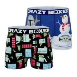 CRAZYBOXER Mandalorian Snowman &Christmas Men's Boxer Briefs (2 Pack)