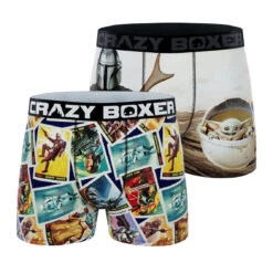 CRAZYBOXER The Mandalorian Baby Yoda Tarot Cards Men's Boxer Briefs (2 Pack)