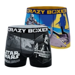 CRAZYBOXER The Mandalorian Black And White Ride Men's Boxer Briefs (2 Pack)