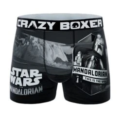 CRAZYBOXER The Mandalorian Black And White Ride Men's Boxer Briefs (2 Pack) 8 CRAZYBOXER The Mandalorian Black And White Ride Men's Boxer Briefs (2 Pack) -Crazy Boxer CBMAN0103X2C3 6