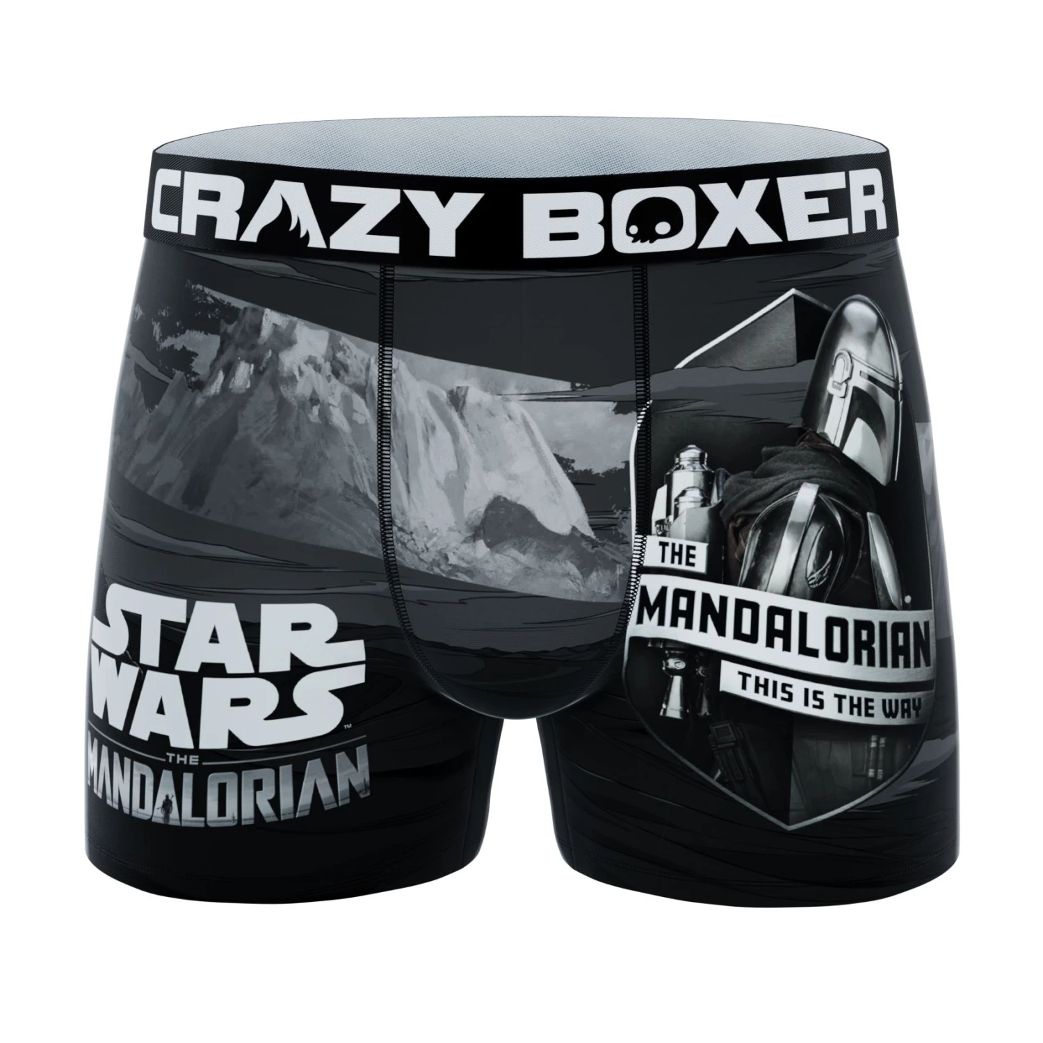 CRAZYBOXER The Mandalorian Black And White Ride Men's Boxer Briefs (2 Pack) 4 CRAZYBOXER The Mandalorian Black And White Ride Men's Boxer Briefs (2 Pack) - Image 4