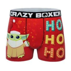 CRAZYBOXER Mandalorian Grogu Holiday Men's Boxer Briefs