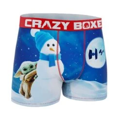 CRAZYBOXER The Mandalorian Baby Yoda Snowman Men's Boxer Briefs -Crazy Boxer CBMAN0105SNOW 3