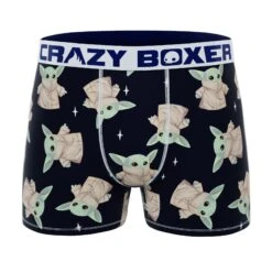 CRAZYBOXER Mandalorian Baby Yoda Black Men's Boxer Briefs