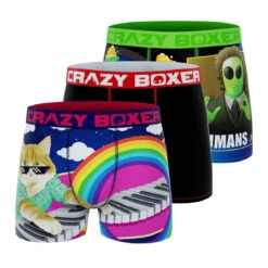 CRAZYBOXER Meme Human Cat Piano Men's Boxer Briefs (3 Pack)