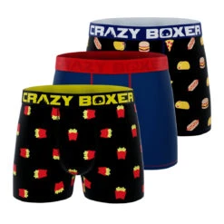 CRAZYBOXER Mini Junk Food French Fries Men's Boxer Briefs (3 Pack)