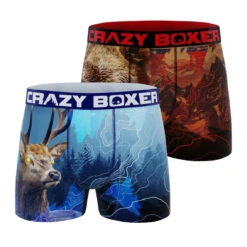 CRAZYBOXER Outdoor Deer Bear Men's Boxer Briefs (2 Pack)
