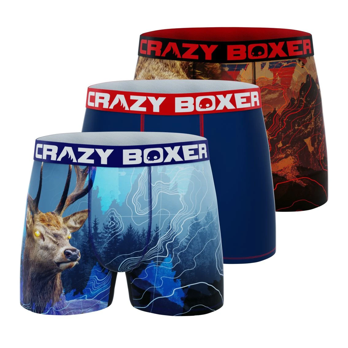 CRAZYBOXER Outdoor Deer Bear Men's Boxer Briefs (3 Pack) 1 CRAZYBOXER Outdoor Deer Bear Men's Boxer Briefs (3 Pack)