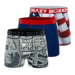 CRAZYBOXER Eagle Flag Benji Outdoor Men's Boxer Briefs (3 Pack)