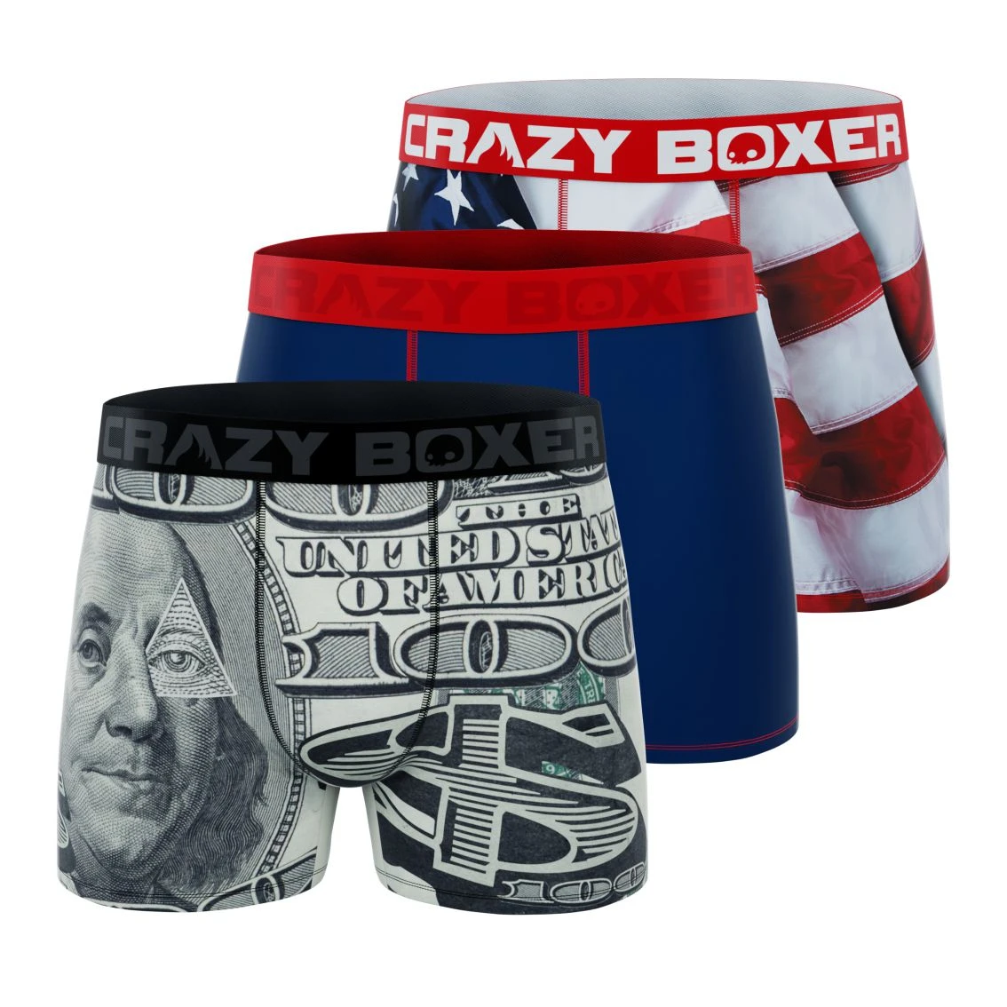 CRAZYBOXER Eagle Flag Benji Outdoor Men's Boxer Briefs (3 Pack) 1 CRAZYBOXER Eagle Flag Benji Outdoor Men's Boxer Briefs (3 Pack)