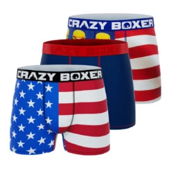 CRAZYBOXER USA Flags Outdoor Men's Boxer Briefs (3 Pack)