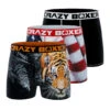 CRAZYBOXER Outdoor Tigers Eagle Men's Boxer Briefs (3 Pack)