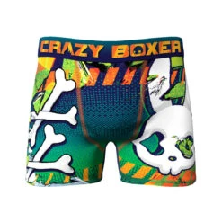 Men's 3-Pack Boxer Briefs - Colorful - Shark And Goldfish - Skulls -Crazy Boxer CBPOS01X3A1 7