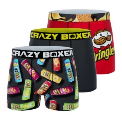 CRAZYBOXERPRINGLES Logo And Tube Men's Boxer Briefs (3 Pack)