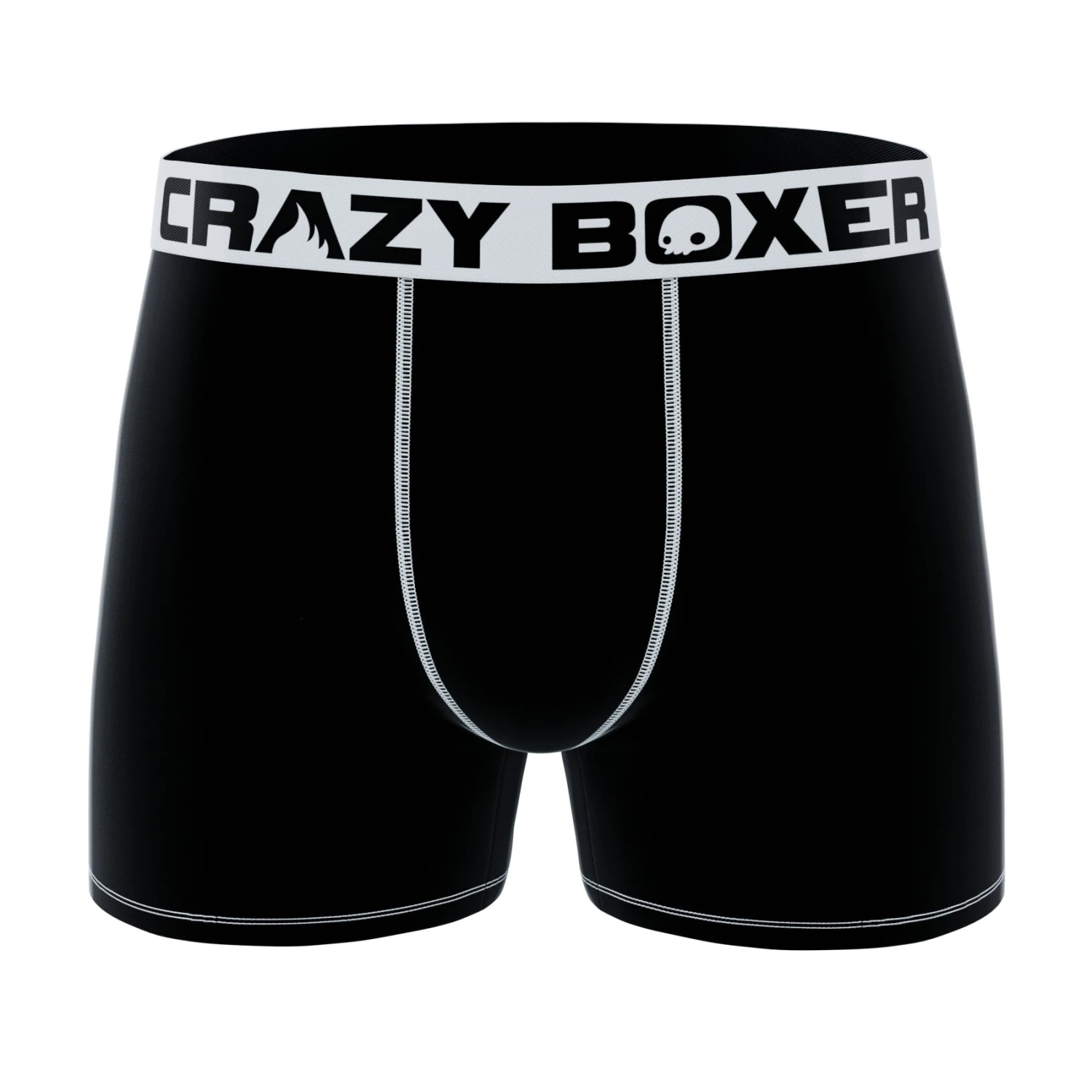CRAZYBOXER Men's Boxer Briefs Black With White Stiches 1 CRAZYBOXER Men's Boxer Briefs Black With White Stiches