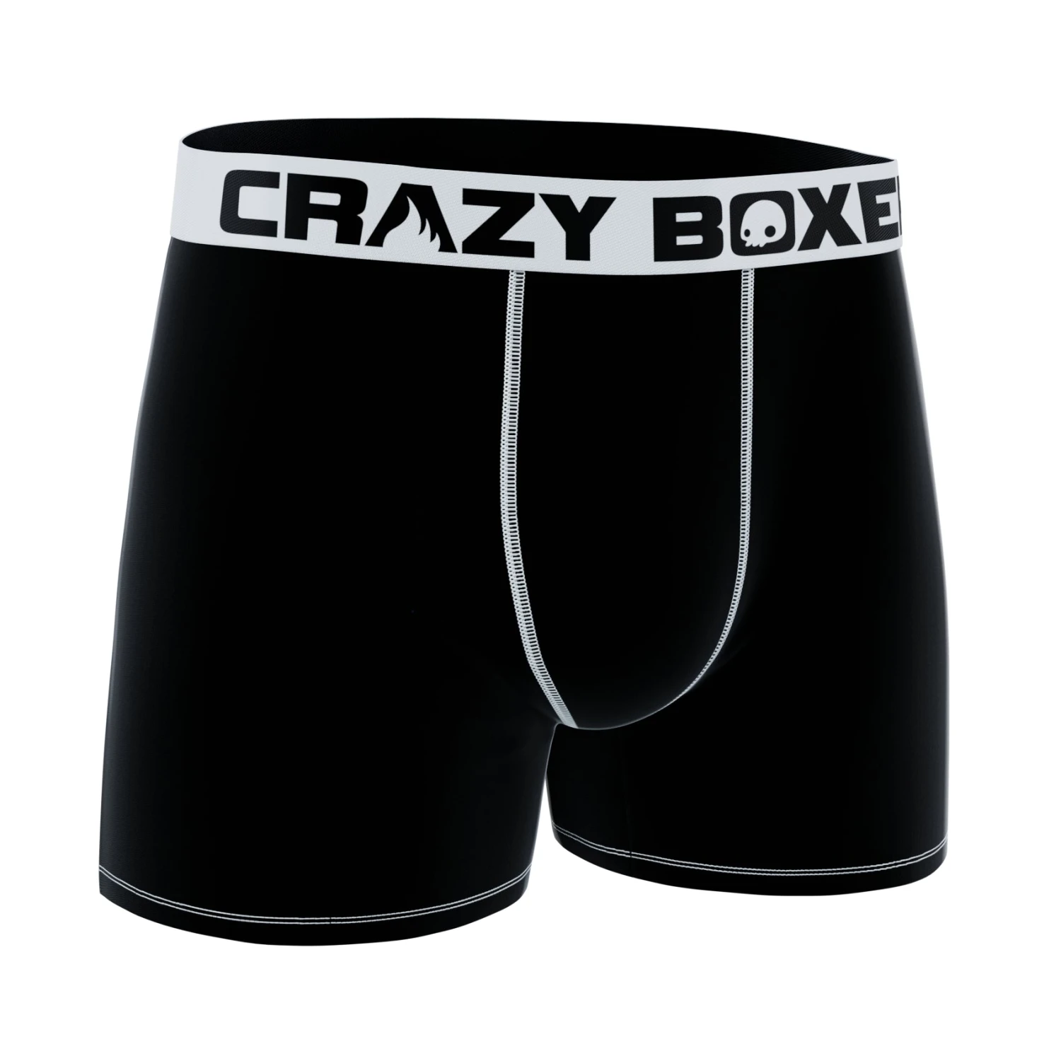 CRAZYBOXER Men's Boxer Briefs Black With White Stiches 3 CRAZYBOXER Men's Boxer Briefs Black With White Stiches - Image 3