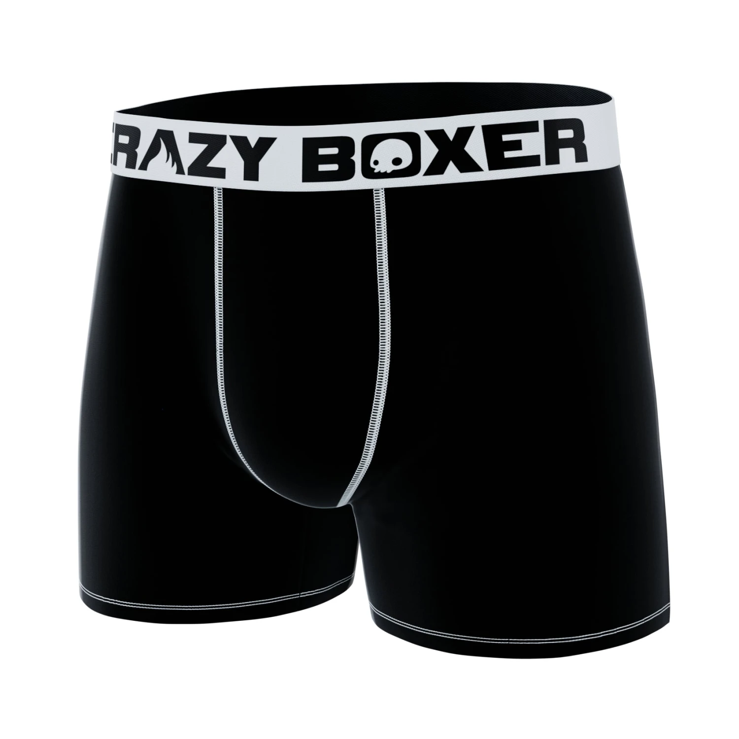 CRAZYBOXER Men's Boxer Briefs Black With White Stiches 4 CRAZYBOXER Men's Boxer Briefs Black With White Stiches - Image 4