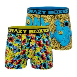 CRAZYBOXER Sesame Street Cookie Monster Men's Boxer Briefs (2 Pack)