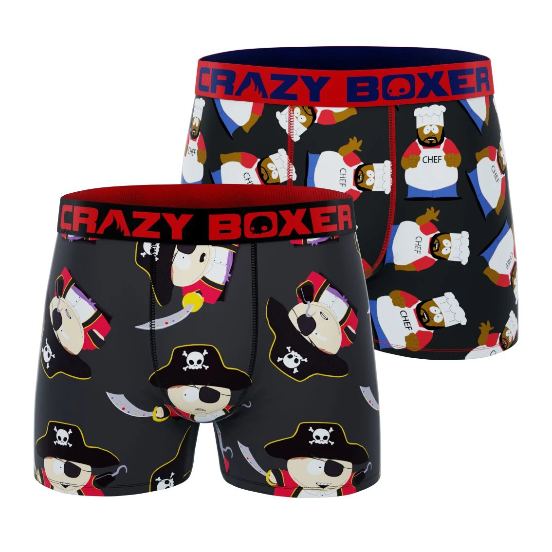 CRAZYBOXER South Park Chef + Cartman Pirate Men's Boxer Briefs (2 Pack) 1 CRAZYBOXER South Park Chef + Cartman Pirate Men's Boxer Briefs (2 Pack)