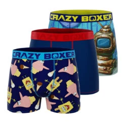 CRAZYBOXER Spongebob Ice Cream Head Men's Boxer Briefs (3 Pack)