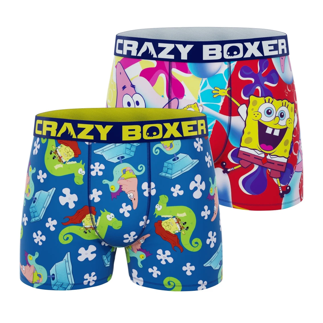 CRAZYBOXER Spongebob Seahorse Crazy Men's Boxer Briefs (2 Pack) 1 CRAZYBOXER Spongebob Seahorse Crazy Men's Boxer Briefs (2 Pack)