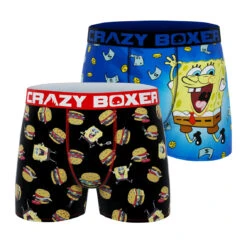 CRAZYBOXER Spongebob Food Chain Men's Boxer Briefs (2 Pack)