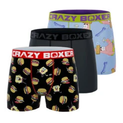 CRAZYBOXER Spongebob Food Chain Men's Boxer Briefs (3 Pack)