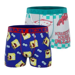 CRAZYBOXER Spongebob Krusty Krab Pizza Men's Boxer Briefs (2 Pack)