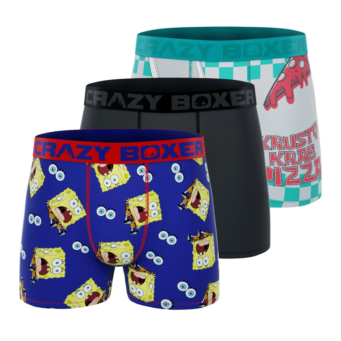 CRAZYBOXER Spongebob Krusty Krab Pizza + Shocked Men's Boxer Briefs (3 Pack) 1 CRAZYBOXER Spongebob Krusty Krab Pizza + Shocked Men's Boxer Briefs (3 Pack)
